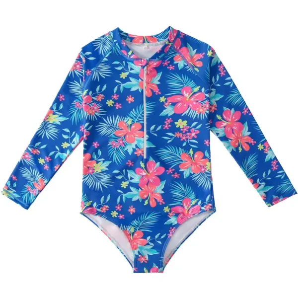 Cute Toddler Baby Girl Swimwear Long Sleeve Unicorn Infant Bathing Suits Bright Ruffle Mermaid Swimsuit Kids One Piece Beachwear 5