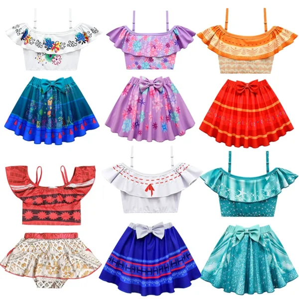 Princess Pool Party Floral Swimwear for Kids Encanto Mirabel Isabela Summer Swimming Suit Girl Beach Outfit Swimsuit 2 4 6 8T 1