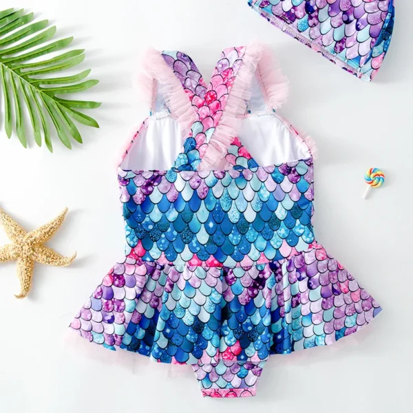 Children Swimwear Girl One Piece Swimsuit New Bikinis Little Girl Mermaid Princess Slip Dress Hot Spring Beach Kids Bathing Suit 2