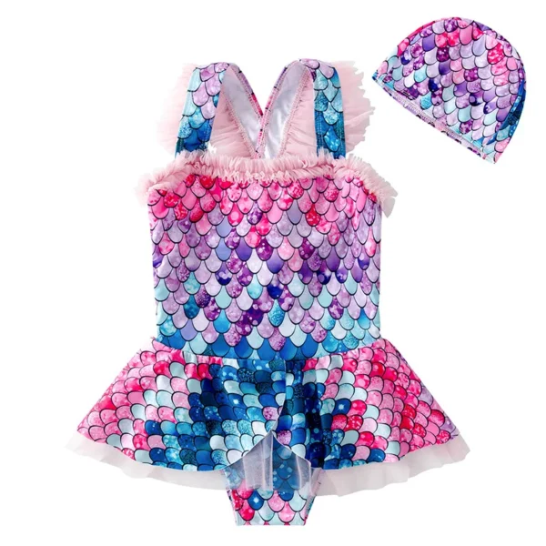 Children Swimwear Girl One Piece Swimsuit New Bikinis Little Girl Mermaid Princess Slip Dress Hot Spring Beach Kids Bathing Suit 1
