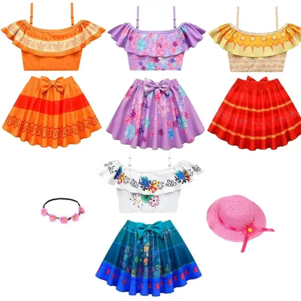 Girls Fancy Swismuit Mirabel Isabela Luisa 2 Pieces Swimwear Swimming Skirt And Tube Tops Anime Costume 1