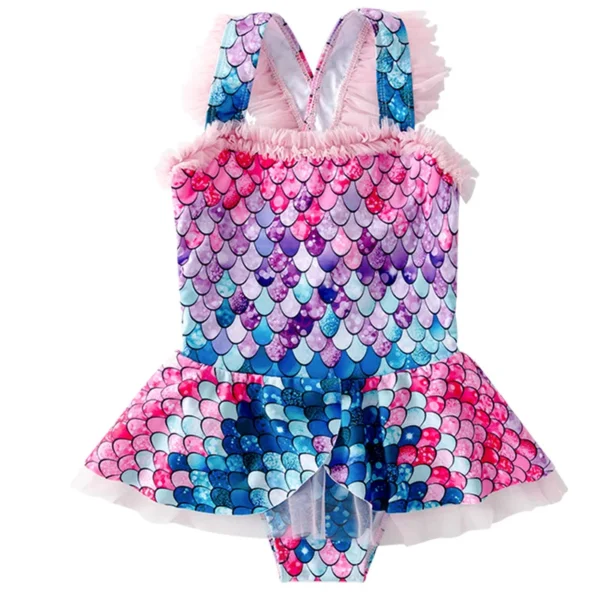 Children Swimwear Girl One Piece Swimsuit New Bikinis Little Girl Mermaid Princess Slip Dress Hot Spring Beach Kids Bathing Suit 5